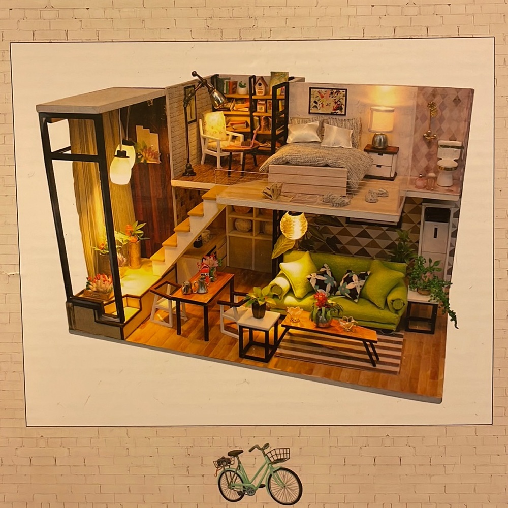 Opened complete dollhouse set